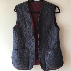 Barbour Navy Vest with Maroon Fleece Inner